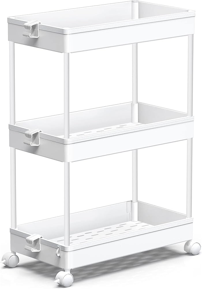 SPACEKEEPER Storage Rolling Cart, 3 Tier Laundry Room Organization Rolling Utility Cart Bathroom ... | Amazon (US)