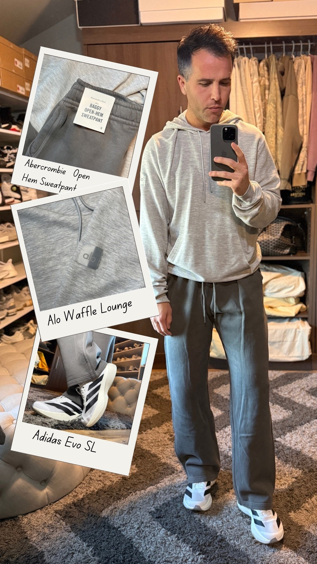 Laid back Saturday fit. The Alo waffle sweatshirt is a warm yet light sweatshirt for these weird winter days. Paired with Abercrombie open hem sweatpants and adidas Evo Sl sneakers. It makes an Easy, comfortable outfit that’s perfect for a casual weekend day.

#LTKootd #LTKMens #LTKgrwm