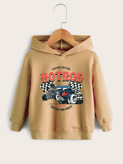 Toddler Boys Car & Letter Graphic Hoodie | SHEIN