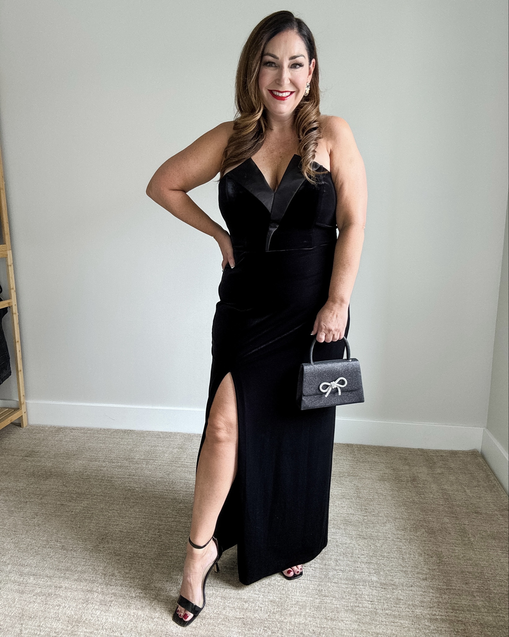 Tuxedo velvet dress with old Hollywood vibe great for weddings & galas super stretchy and great for dancing wearing 14R - comes in petite as well 

#LTKOver40 #LTKWedding #LTKMidsize