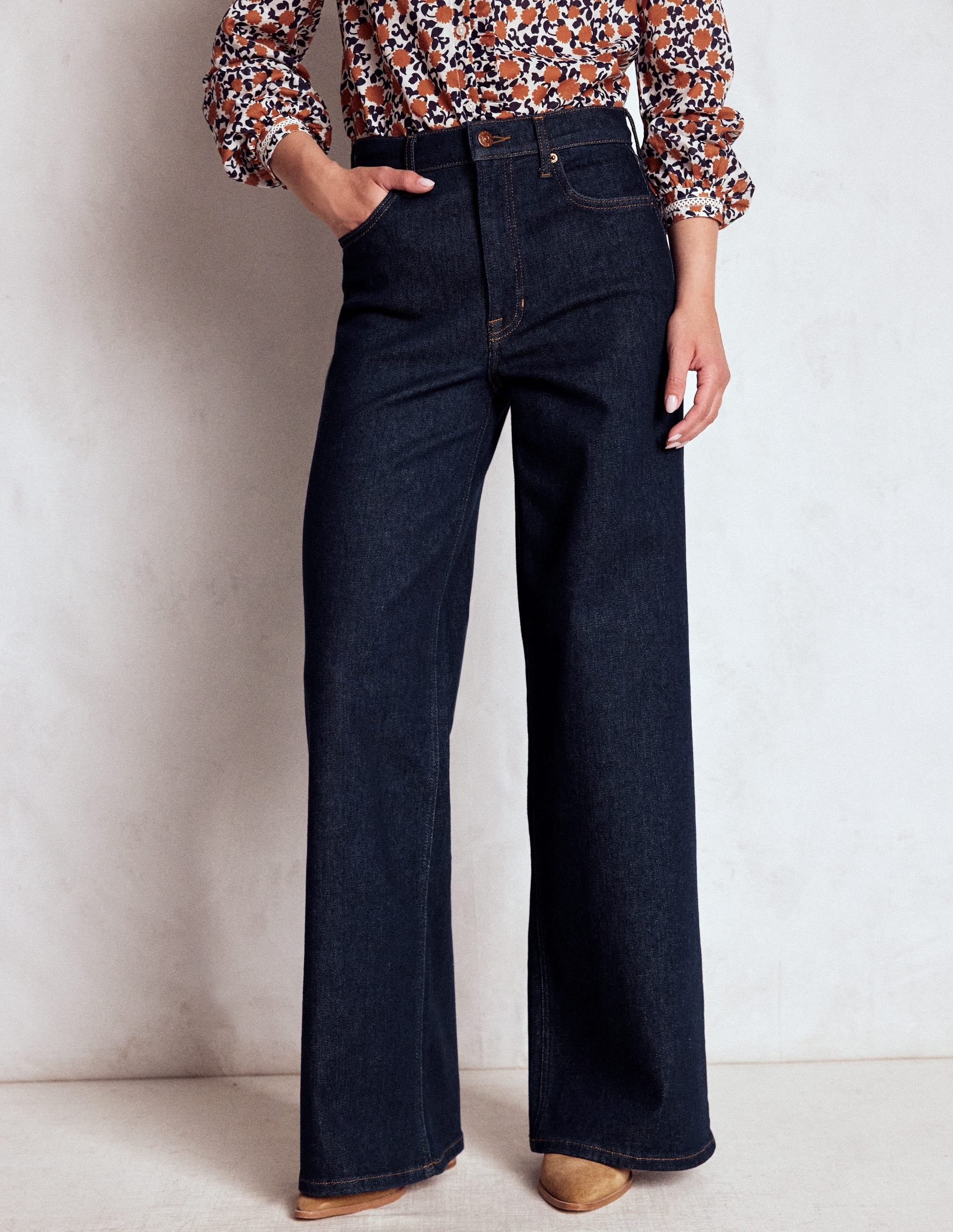 High Rise Wide Leg Jeans-Indigo Rinse | Boden (US)