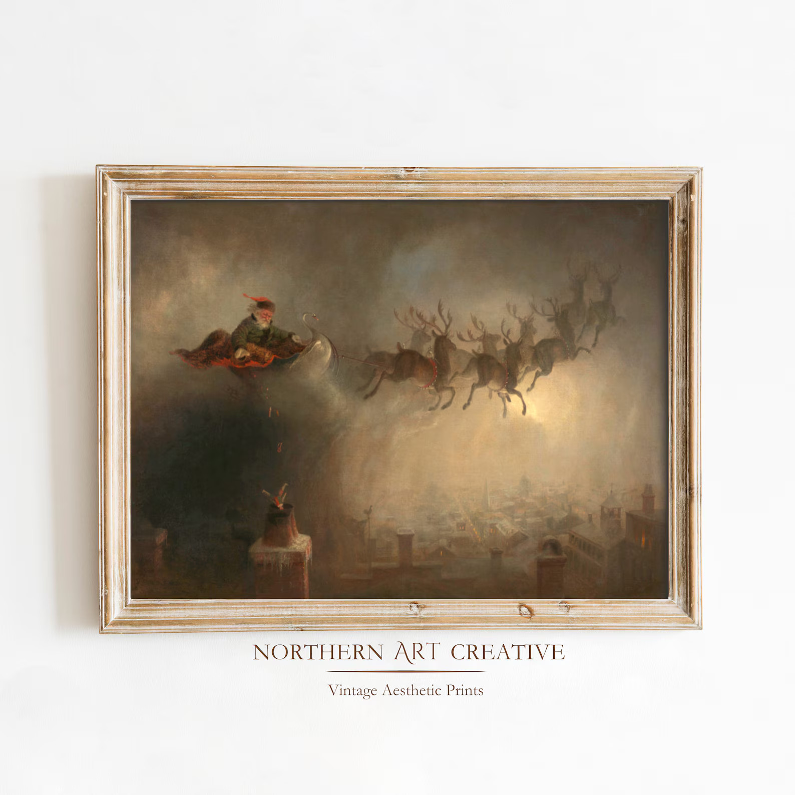 MOODY Christmas Printable, Vintage Santa Claus Painting, Rustic Farmhouse Christmas Print, Muted ... | Etsy (US)