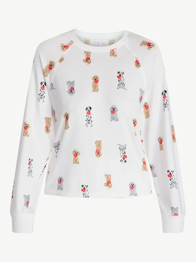 Joyspun Women's Cozy Lounge Collection Hacci Knit Long Sleeve Sleep Top, Sizes XS-3X | Walmart (US)