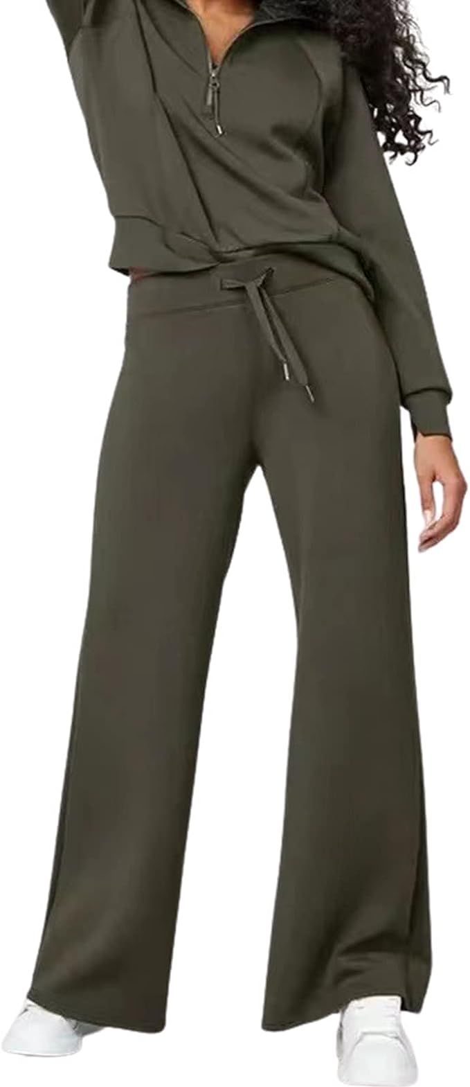 AQILUN Air Essentials Set Women Half Zipper Pullover & Wide Leg Pants Set, 2 Piece Sweatsuit Loos... | Amazon (US)