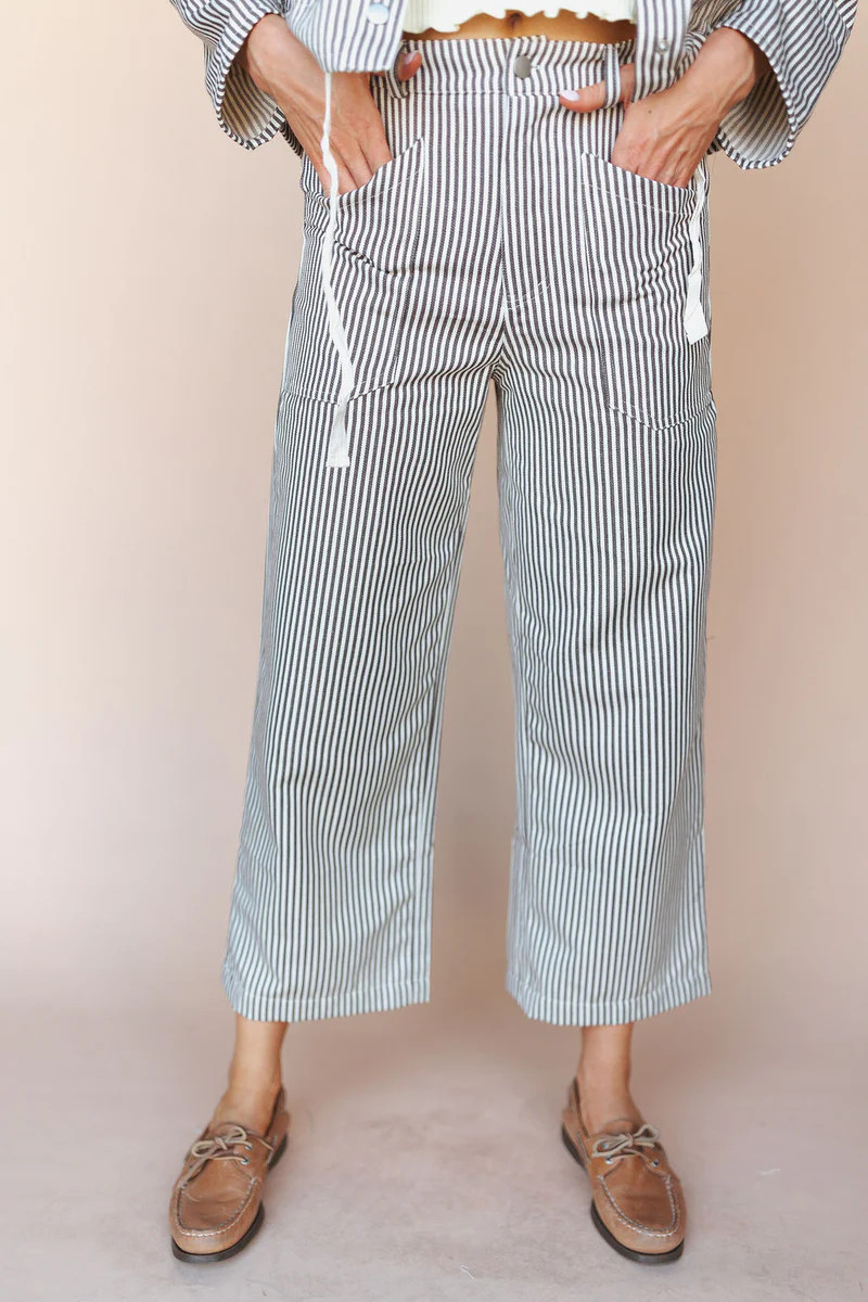 Casey Pinstripe Pants in Mocha | Henly