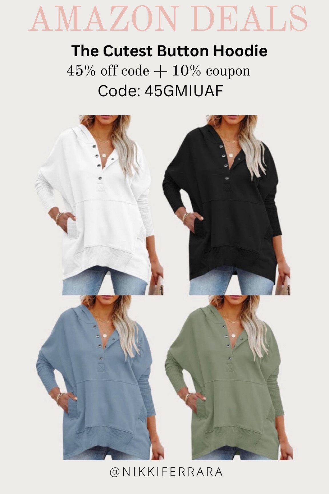 AMAZON CYBERWEEK DEALS - 55% off best selling button up hoodie!!!

I have the white one and love it!

Amazon deal, amazon coupon code, amazon codes, amazon sale, Black Friday, cyberweek, found it on amazon, Amazon Black Friday deal, Amazon review, Amazon bestseller, Amazon sweater, sweater, neutral, sweatshirt, Amazon sweatshirt, button hoodie, relaxed fit, lounge, chic loungewear, black sweatshirt, white sweatshirt, sweater, loungewear, lounge, women’s sweater, women’s holiday gift guide, black sweater, gray sweater, grid sweater, chic sweater, thanksgiving outfit 

#LTKsalealert #LTKGiftGuide #LTKCyberWeek