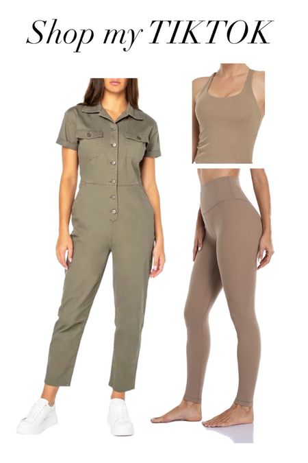 Jumpsuit from Walmart - TTS  and leggings and workout tank - built in bra and tts 