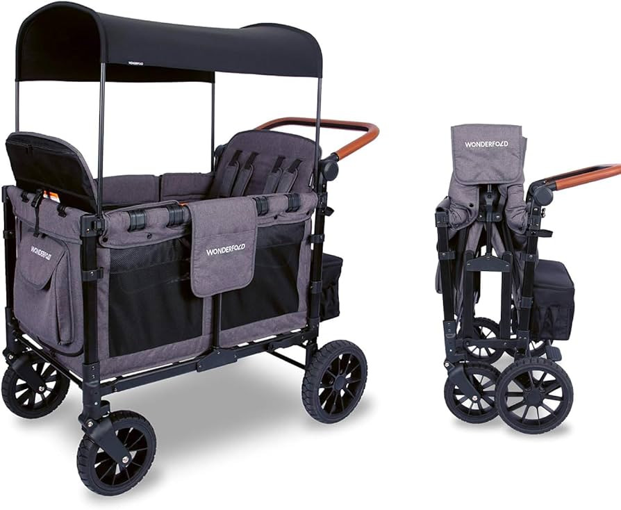 WONDERFOLD W4 Luxe Quad Stroller Wagon Featuring 4 High Face-to-Face Seats with Magnetic Buckle 5... | Amazon (US)