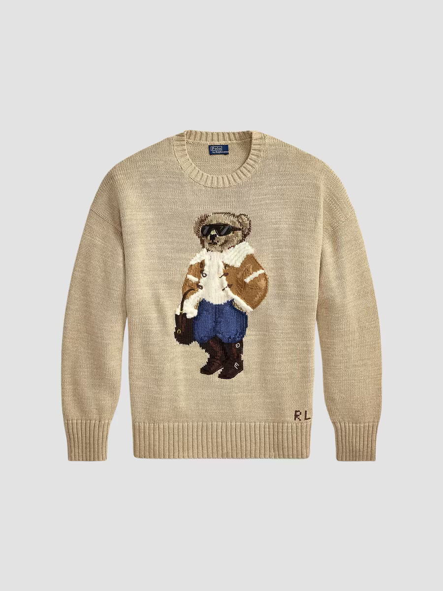 Polo Ralph Lauren Women's Winter Polo Bear Crewneck Sweater - Light Beige - Size Small | Saks Fifth Avenue