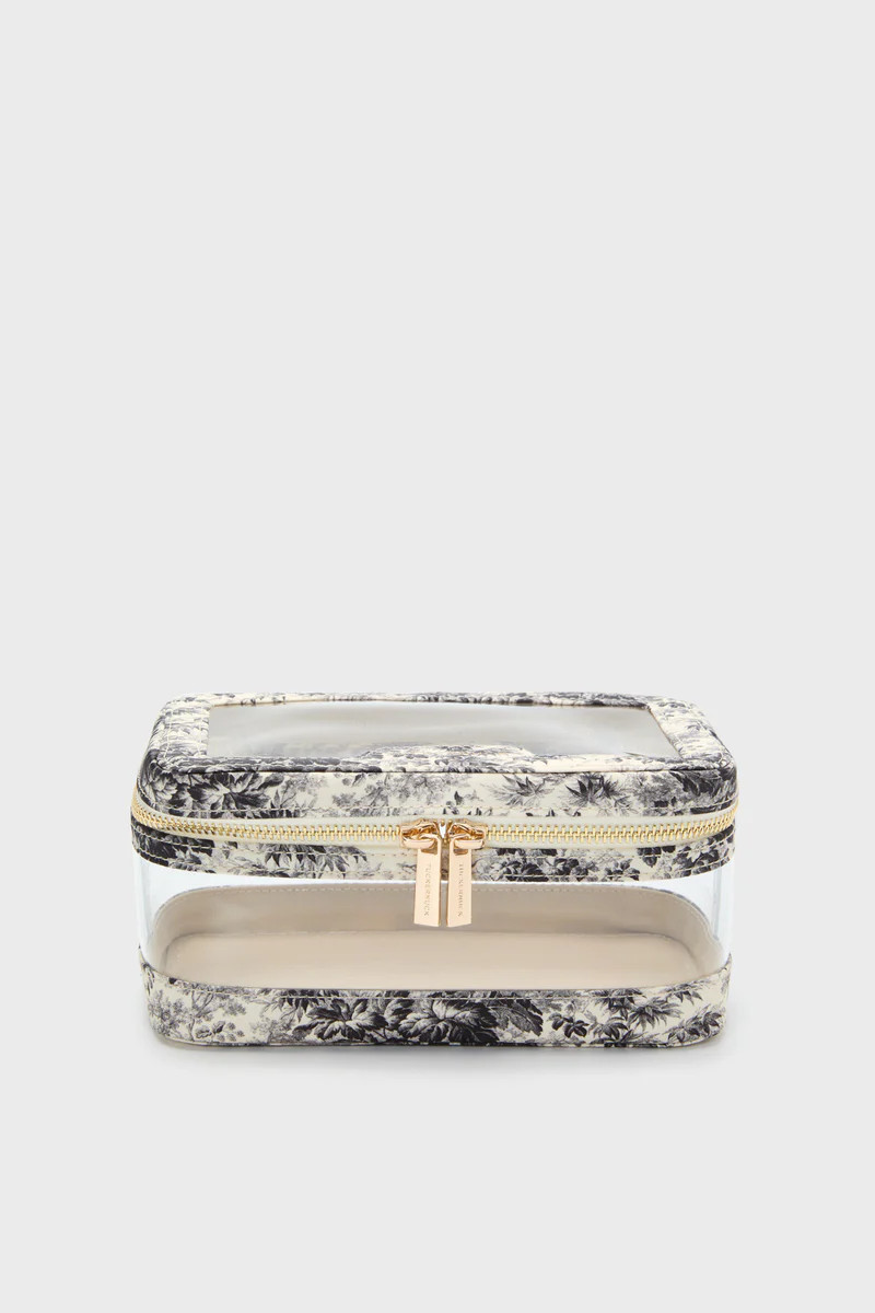 Noir Cypress Toile PVC Small Vanity Case | Tuckernuck (US)