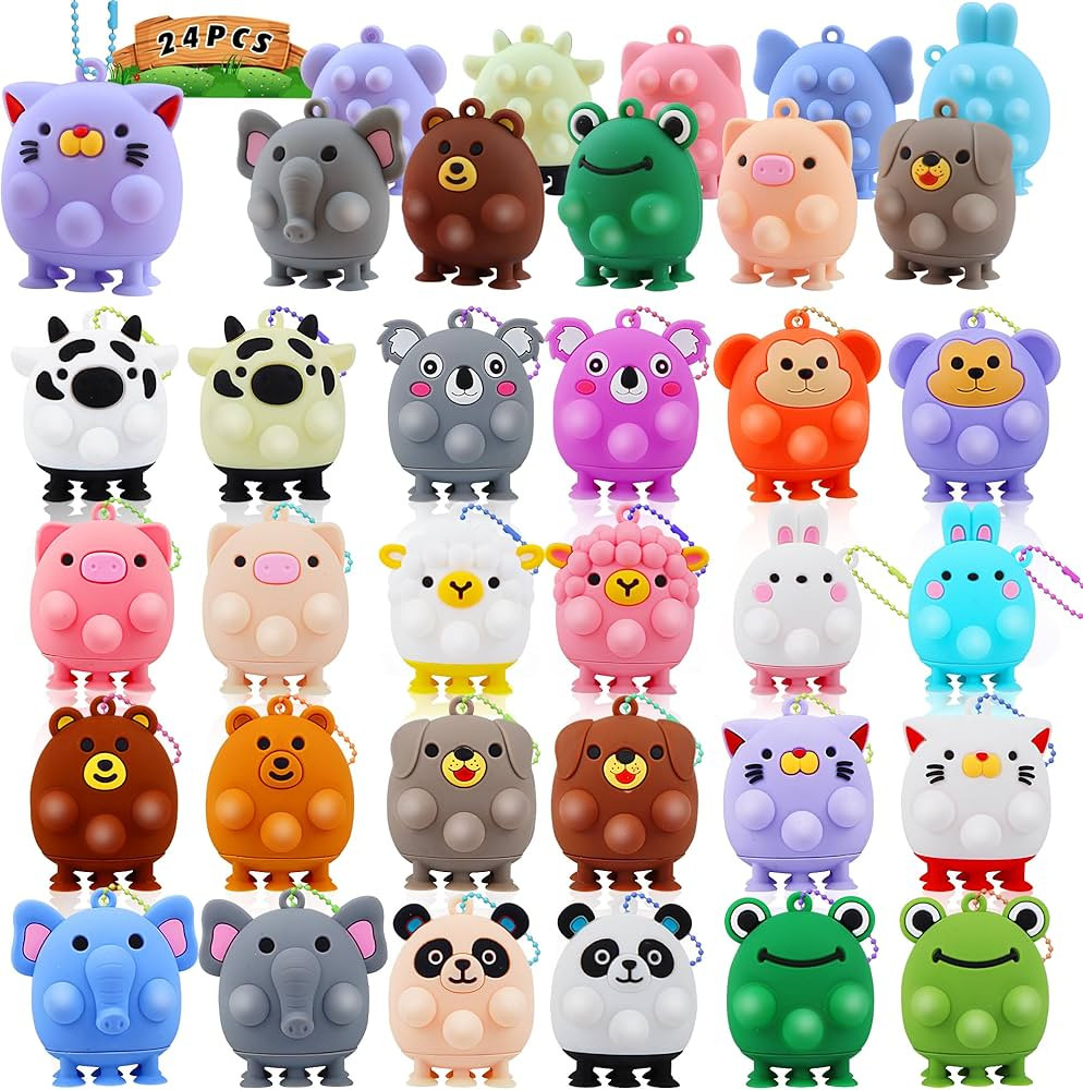 24 PCS Party Favors for Kids,3D Animal Pop Toys,Goodie Bags Stuffers for Kids,Pinata Stuffers Car... | Amazon (US)