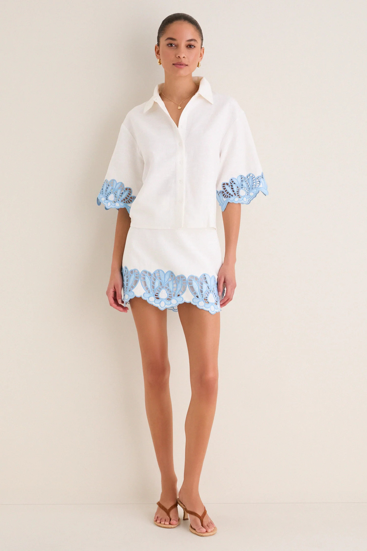 Sky Blue Embroidered Potter Mini Skirt | Tuckernuck (US)