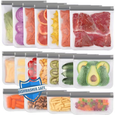 10 Pack Dishwasher Safe Reusable Bags, 3 Gallon 4 Sandwich 3 Snack Leakproof Grey 18 Pack-7 Gallon 7 Sandwich 4 Snack | Target