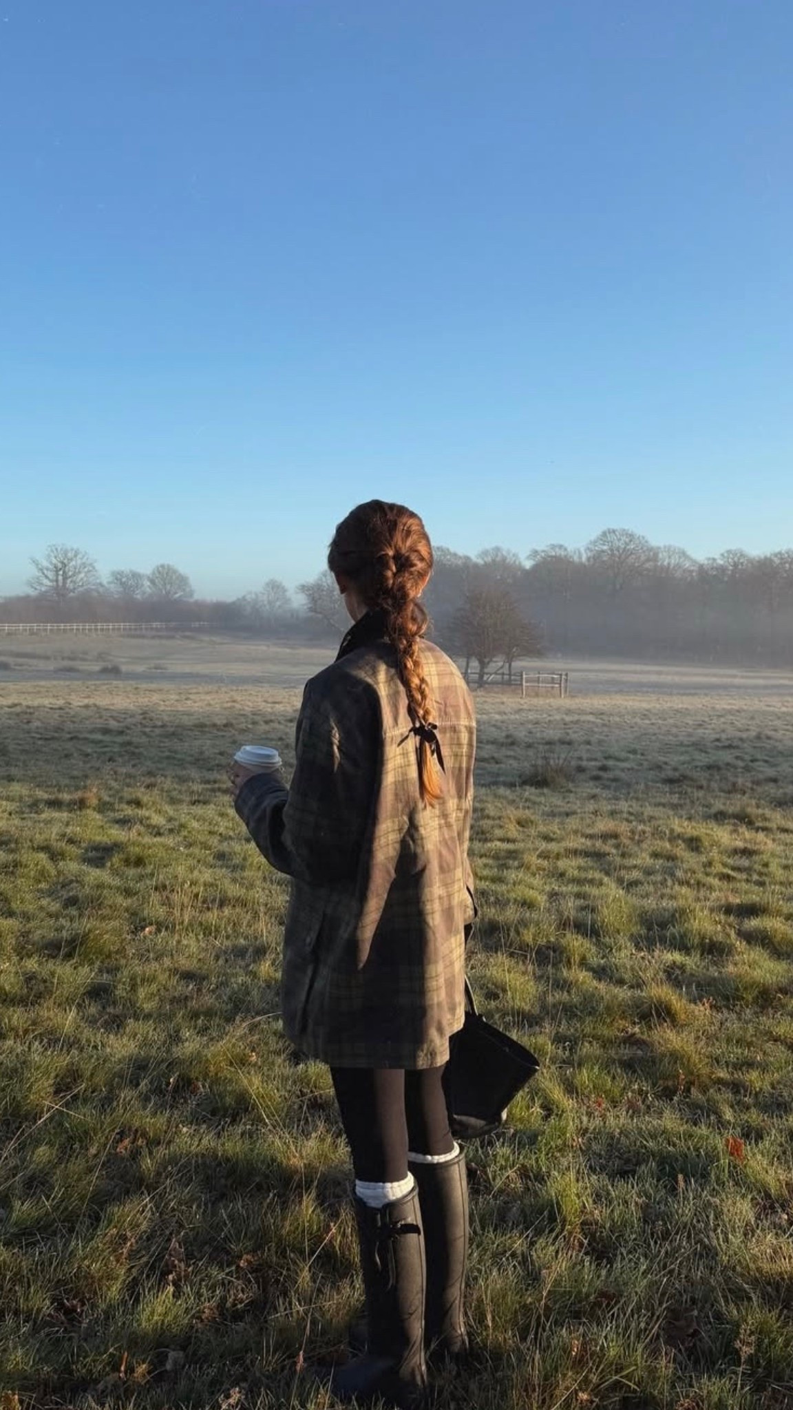 Countryside chic wearing a checkered barn jacket with a black knit and leggings, all from Abercrombie. Styled with knee-high socks from H&M, my Le Chameau rain boots, and a black DeMellier bag.

#LTKuk #LTKwinter