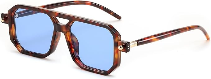 FEISEDY Vintage Square 70s Flat Aviator Sunglasses Women Men Classic Retro Stylish Frame UV400 Su... | Amazon (US)