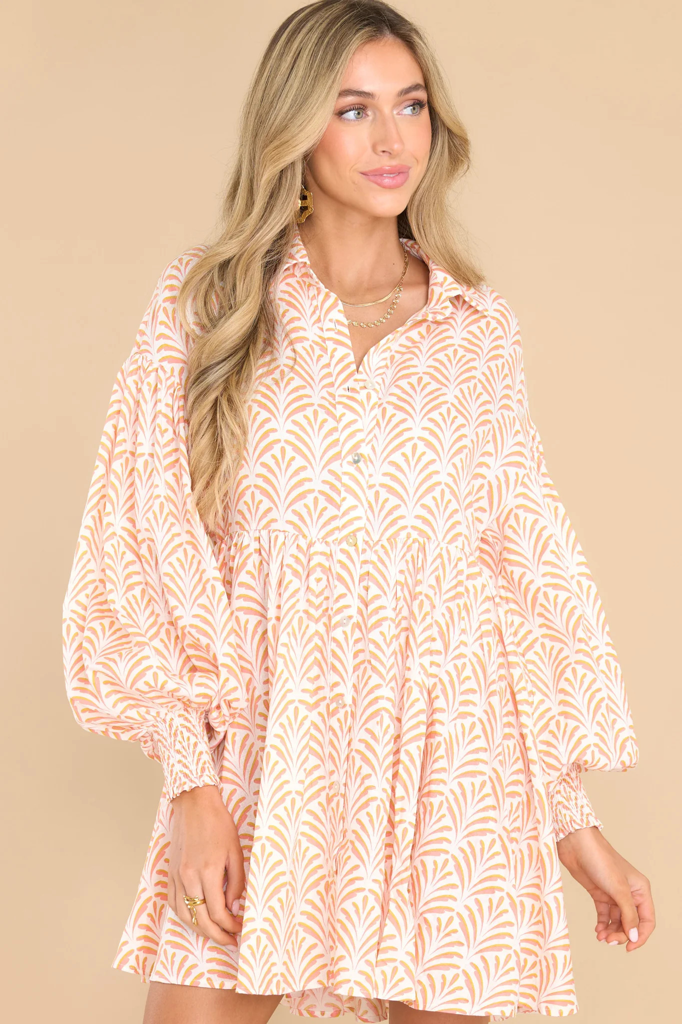This Is Your Sign Spiced Coral Print Dress | Red Dress 