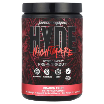 ProSupps HYDE® Nightmare, Intense Energy Pre-Workout, Dragon Fruit, 15.7 oz (444 g) | Target