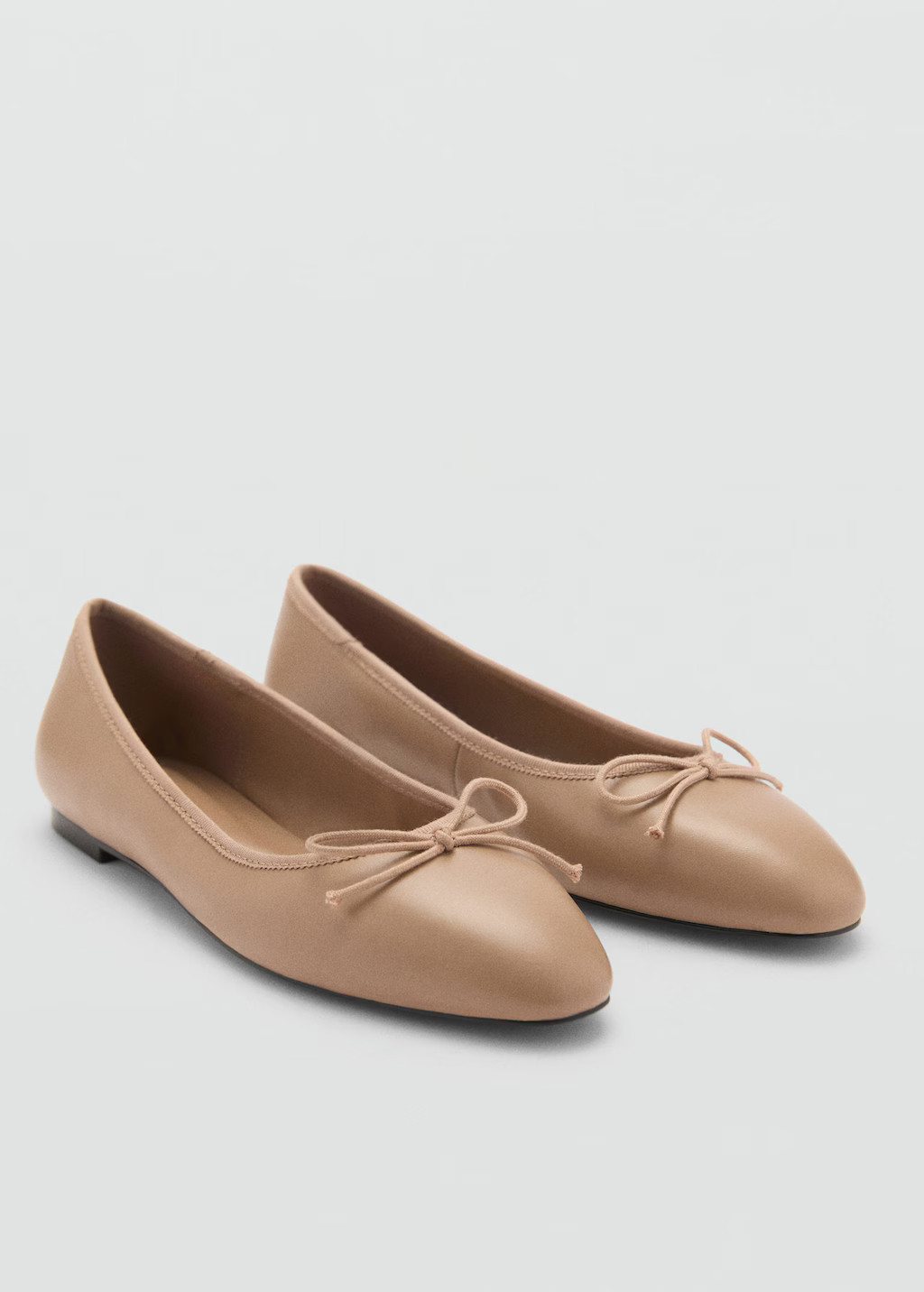 Leather ballet flats medium brown - Woman - 7½ - MANGO | Mango (US/MX/AU)