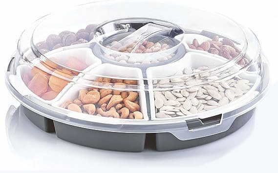 Spetebo Transport Serving Set with 6 Bowls, Diameter 33 cm, Round Snack and Dip Transport Box wit... | Amazon (DE)