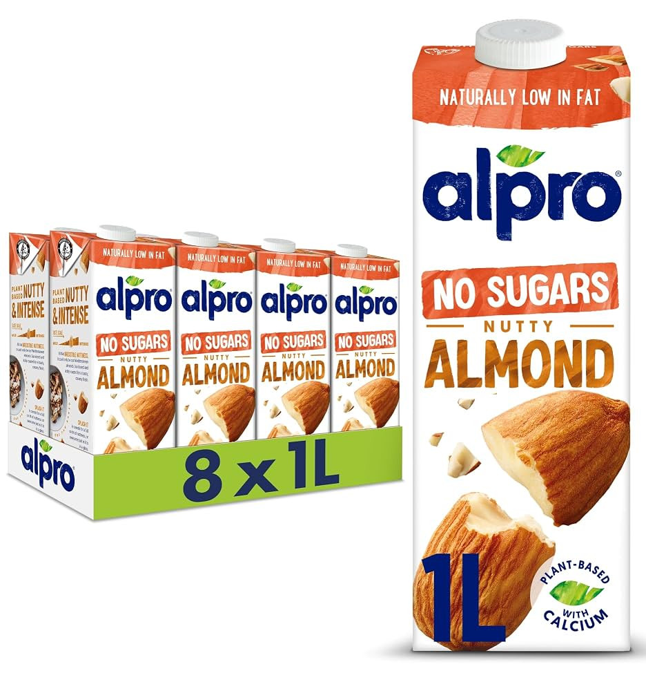 Alpro Almond No Sugars Plant-Based Long Life Drink - Unsweetened - Vegan Dairy Free & Lactose Fre... | Amazon (UK)