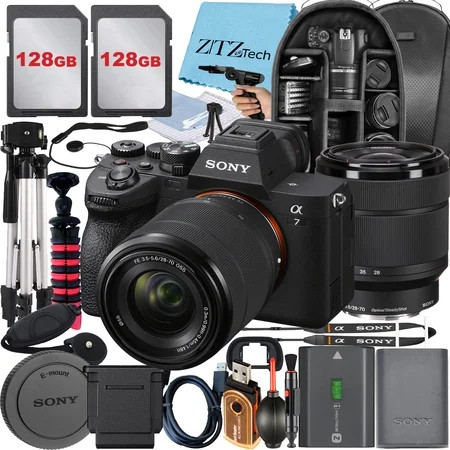 Sony a7 IV Mirrorless Camera + Sony FE 28-70mm + Tripod + 2 Pack 128GB Memory Card + Backpack + ZeeTech Accessory Bundle (International Version) | Walmart (US)