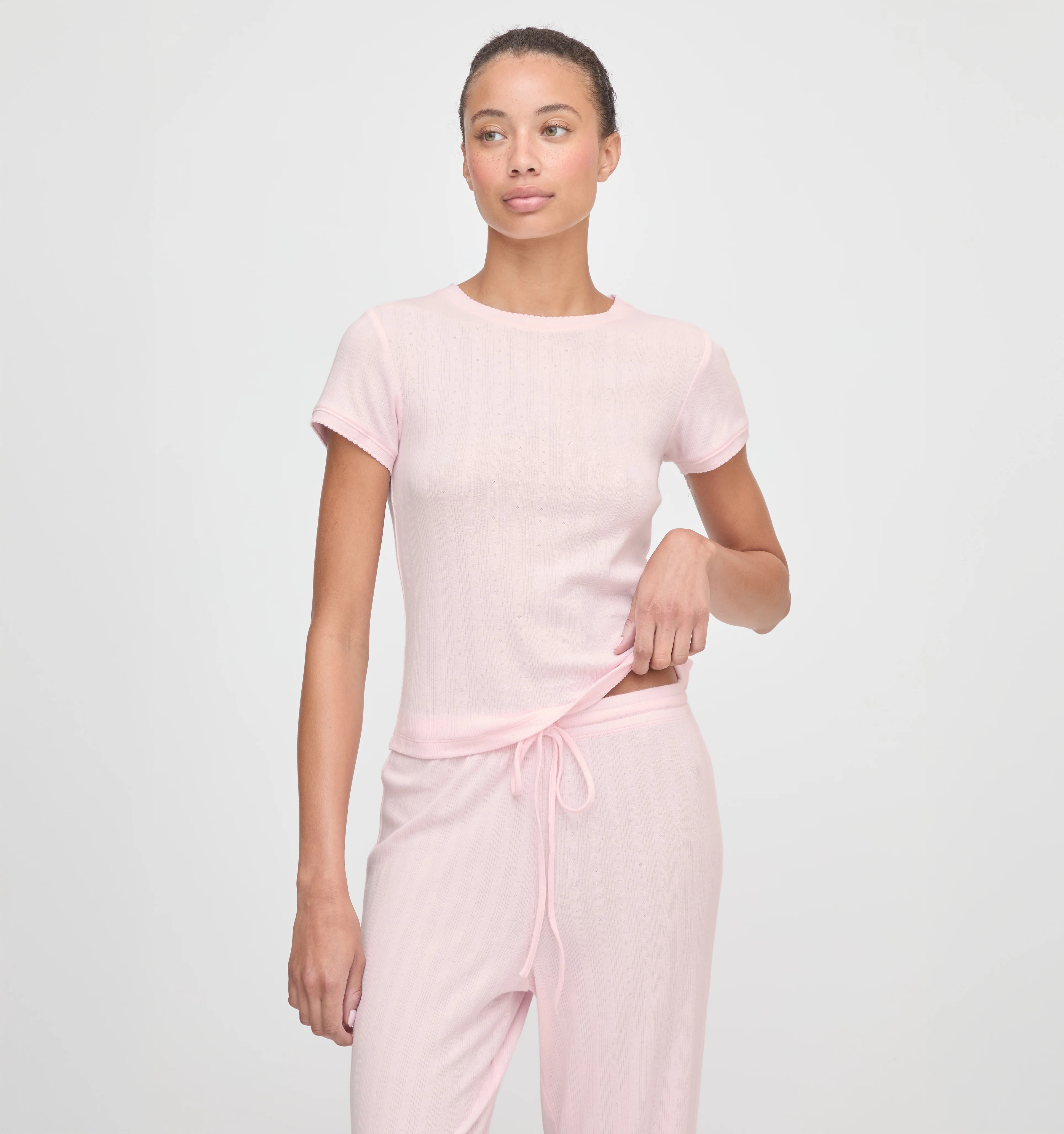 The Cleo Pajama Set | Pointelle Light Pink / S | Cotton | Hill House Home | Hill House Home US