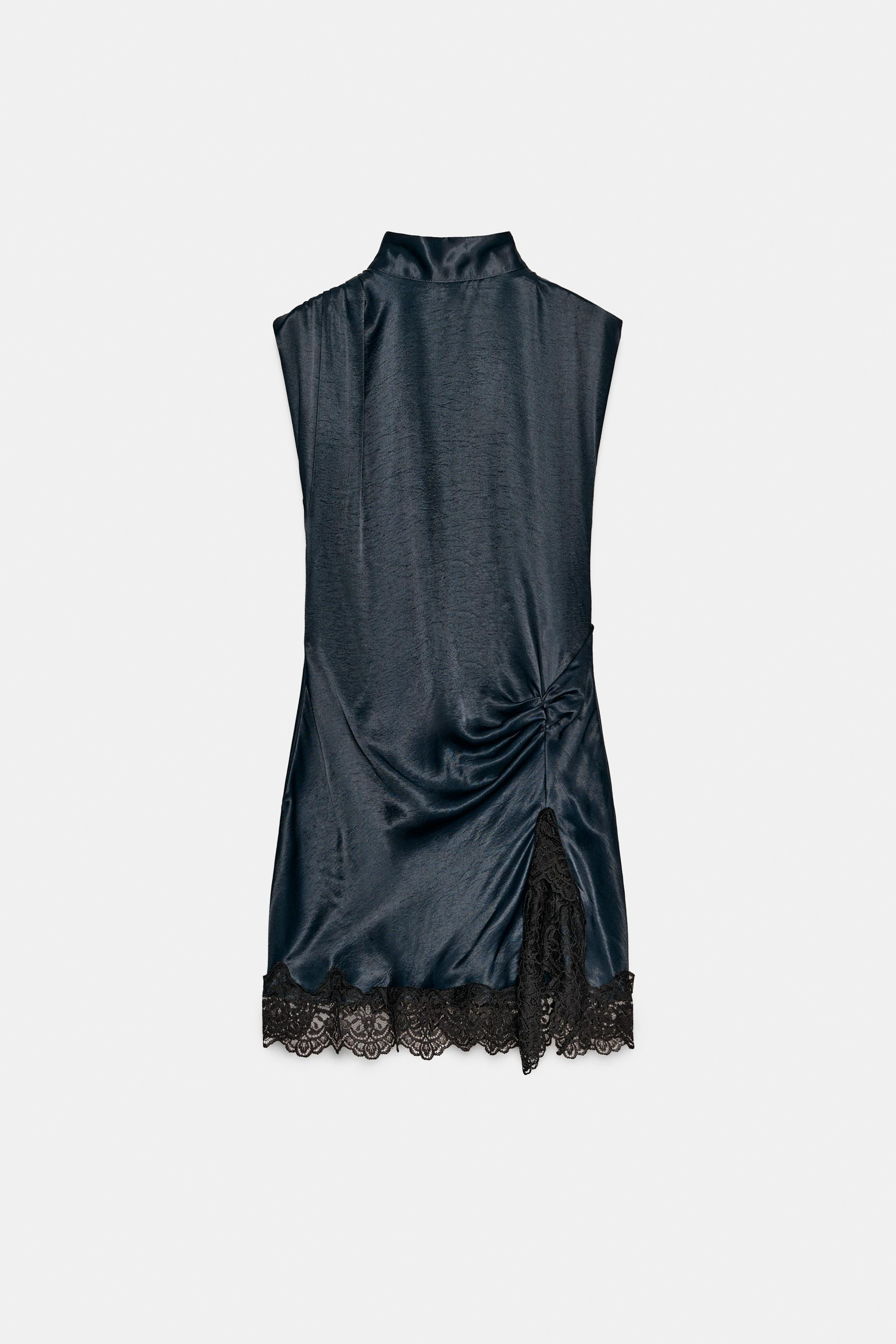 MINI SATIN DRESS WITH LACE DETAIL | Zara UK