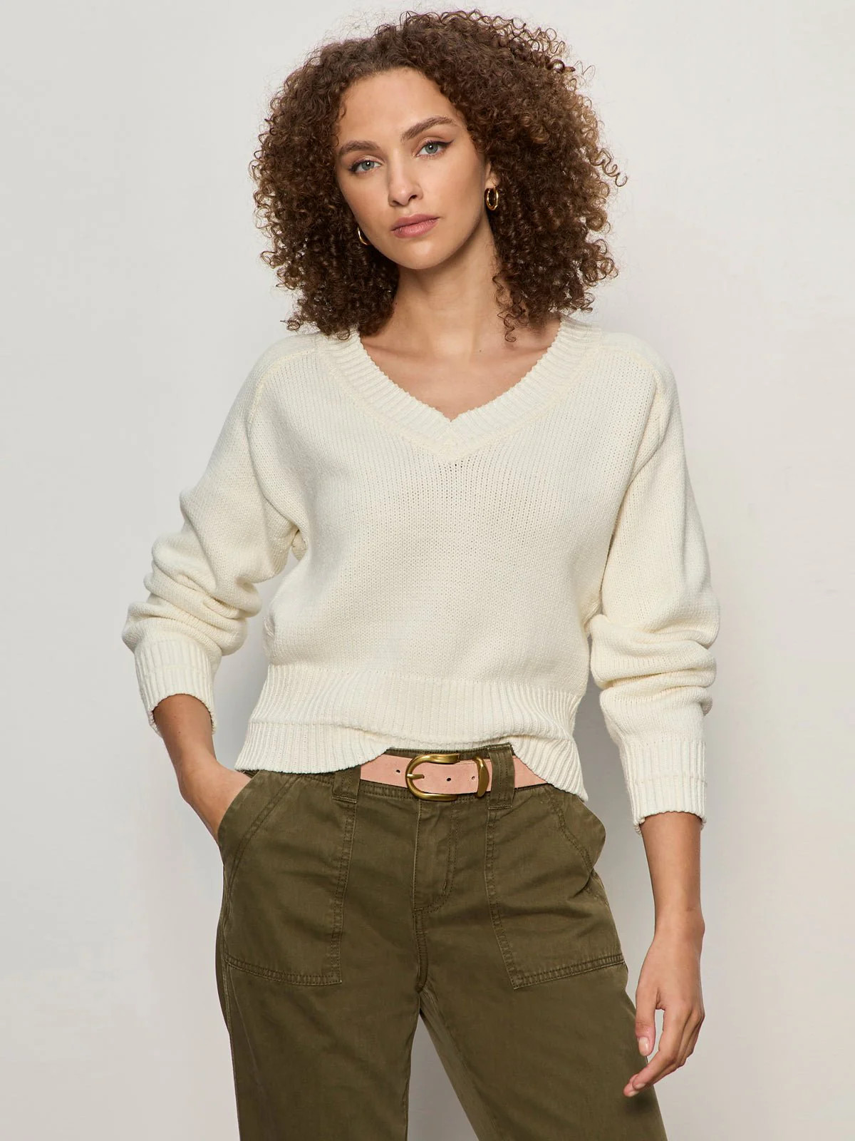 PERFECT V NECK SWEATER VINTAGE IVORY | Sanctuary Clothing
