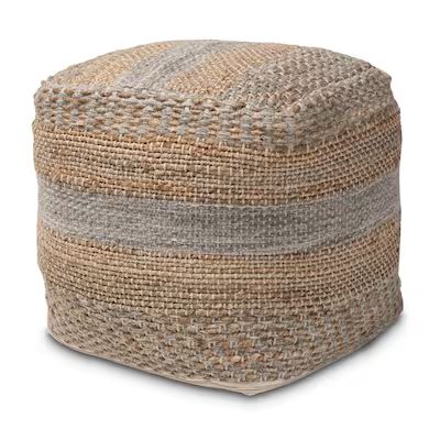 Baxton Studio Grange Ornate Natural/Grey Wool Pouf Ottoman | Lowe's