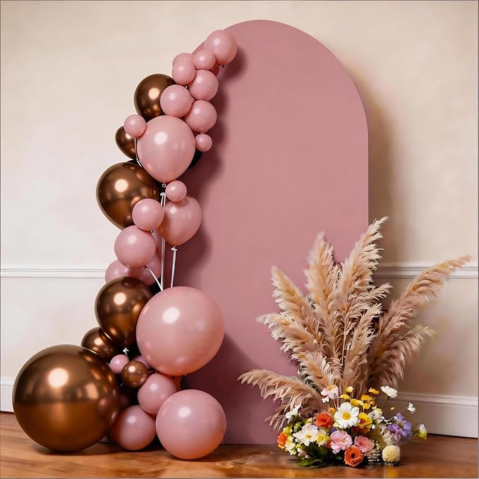 6.6 FT Arch Backdrop Cover Dusty Rose Spandex Stretchy Round Top Chiara Backdrop Covers for Weddi... | Amazon (US)