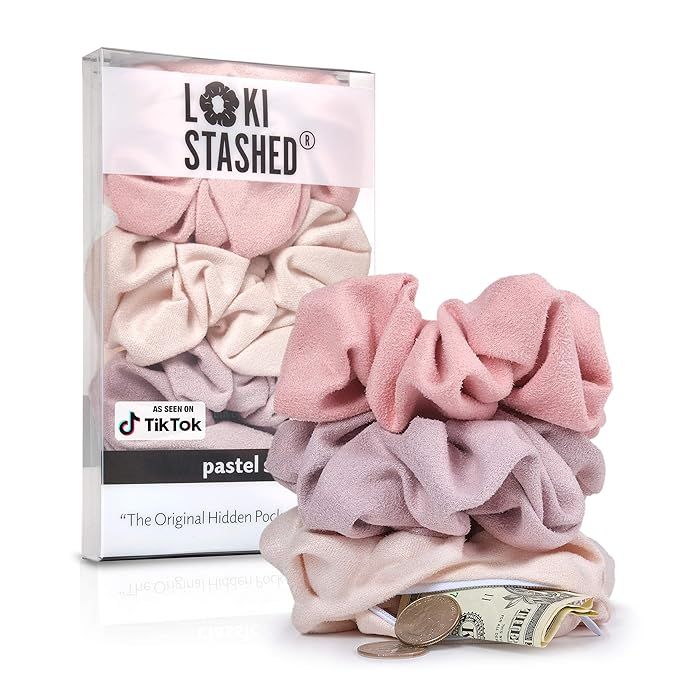 LokiStashed 3-PACK Suede Hair Tie Scrunchies for VSCO Girls & Women, THE ORIGINAL HIDDEN POCKET S... | Amazon (US)