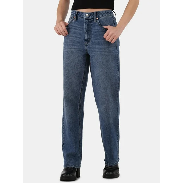 No Boundaries High-Rise Straight Leg Jeans, 29.5” Inseam, Women's and Women's Plus - Walmart.co... | Walmart (US)