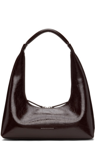 Brown Crinkled Leather Shoulder Bag | SSENSE