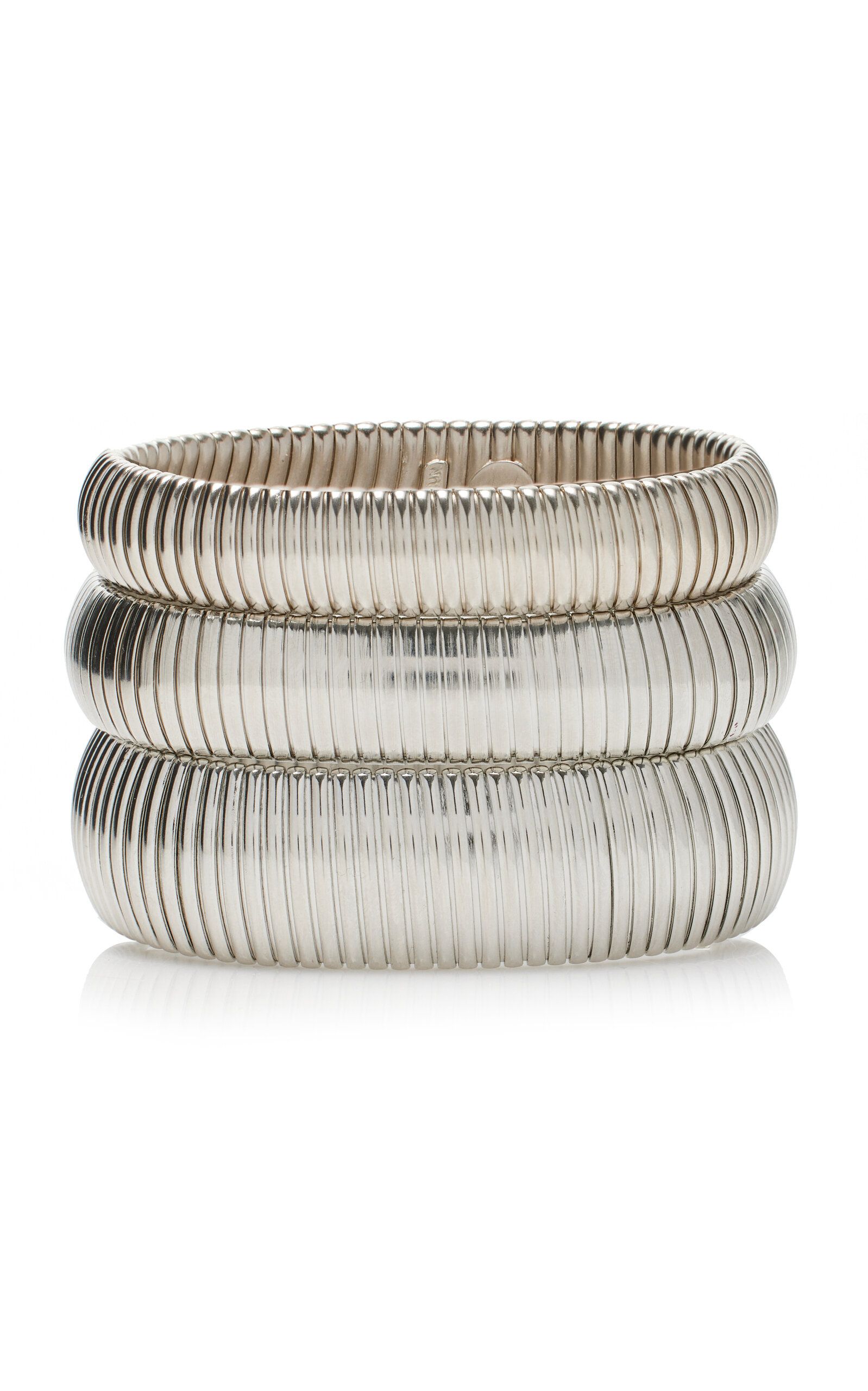 Ben-Amun - Women's Exclusive Set-of-Three Cobra Silver Bracelets - Silver - OS - Moda Operandi - Gif | Moda Operandi (Global)