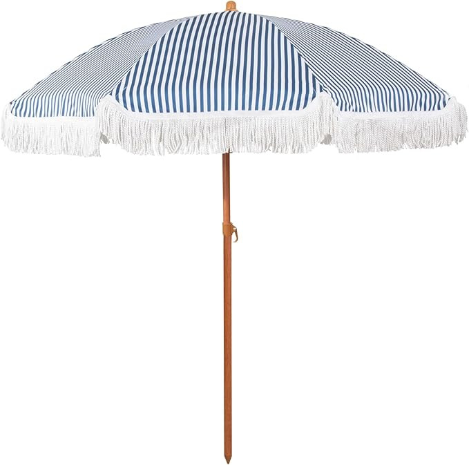6 Ft Fringe Umbrella Outdoor Patio Boho Beach 6 Foot Patio Table Umbrella with Old Fashioned Vint... | Amazon (US)