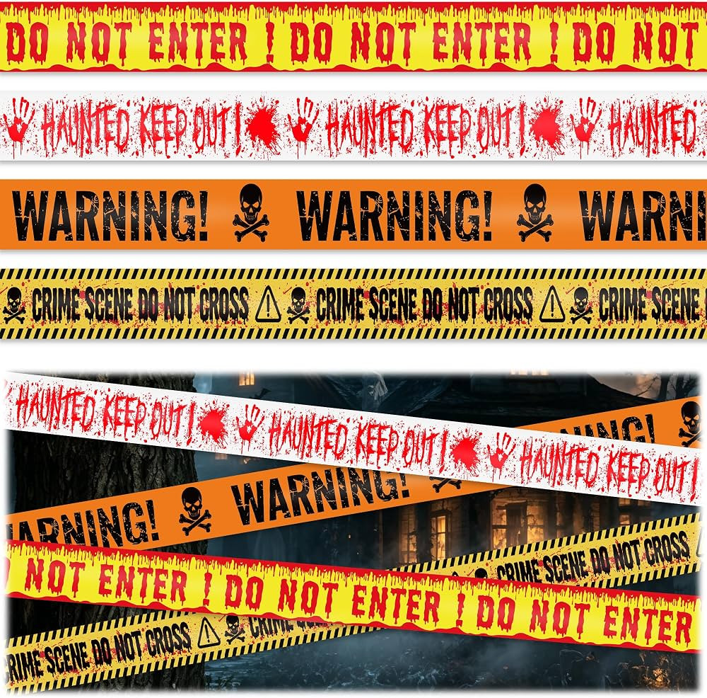 Halloween Caution Tape Decorations, 100ftx3in 4 Kinds WARNING Caution Tapes | Amazon (US)
