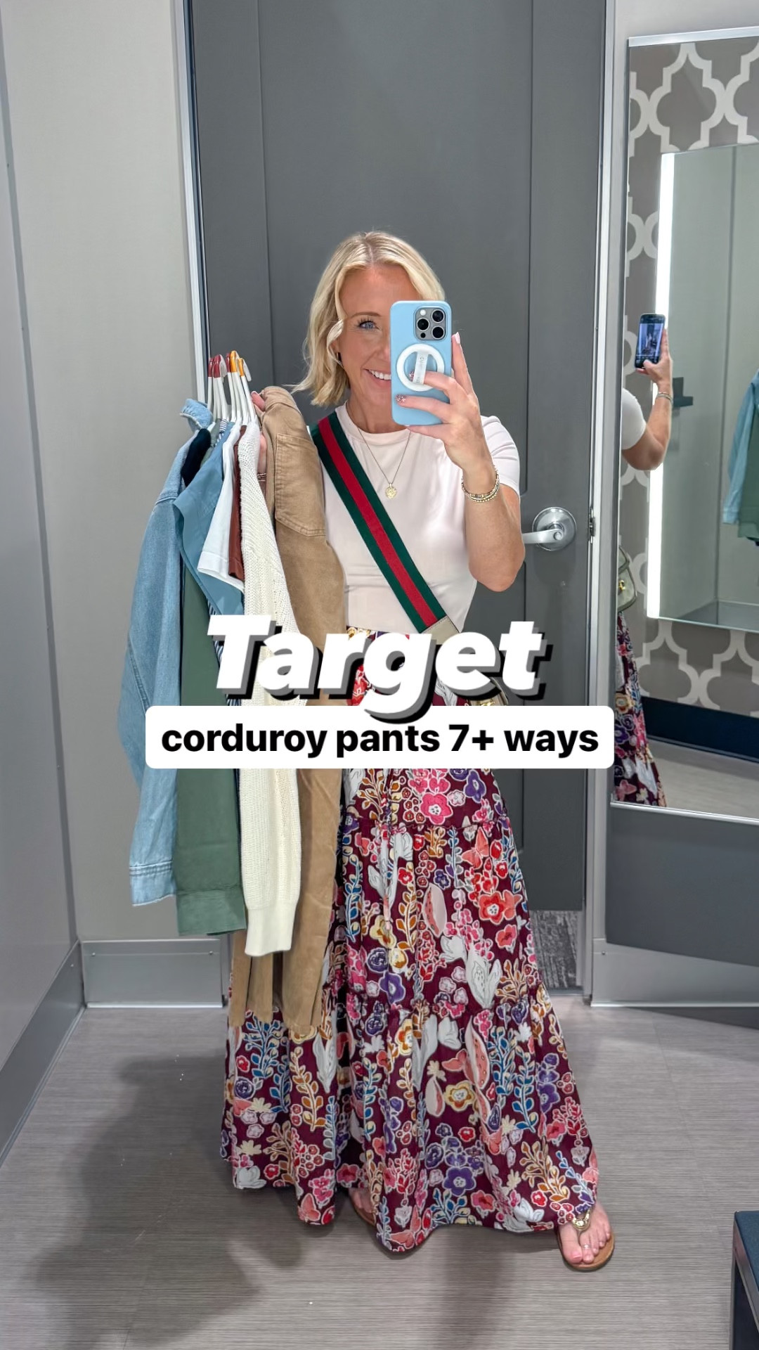 Target Corduroy pants 7+ ways:
• corduroy pants - size 2 & comfortable!
1. White seamless tee - size small. 
2. Denim trucker jacket - size XS (definitely runs oversized).
3. Brown seamless tee - size small.
4. Popover blouse - size XS (definitely runs oversized).
5. Striped button down - size XS.
6. Cropped button down - size XS.
7. Button cardigan - size small.
8. Tank bodysuit - size small (but needed the XS).

#LTKFindsUnder50 #LTKSeasonal #LTKStyleTip