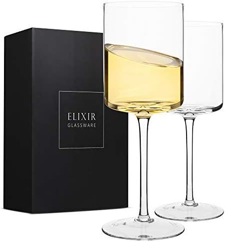 Amazon.com | Edge Wine Glasses, Modern & Elegant Square Glass Set of 2, Large Red Wine or White W... | Amazon (US)