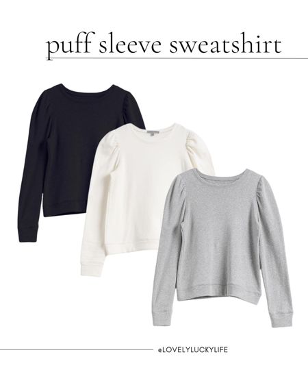 amazon finds: puff sleeve sweatshirt in black, white, and heathered grey 

#LTKfindsunder50 #LTKSeasonal #LTKstyletip