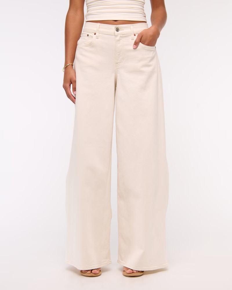 Women's Curve Love Linen-Blend Ultra Wide Leg Jean | Women's Bottoms | Abercrombie.com | Abercrombie & Fitch (US)