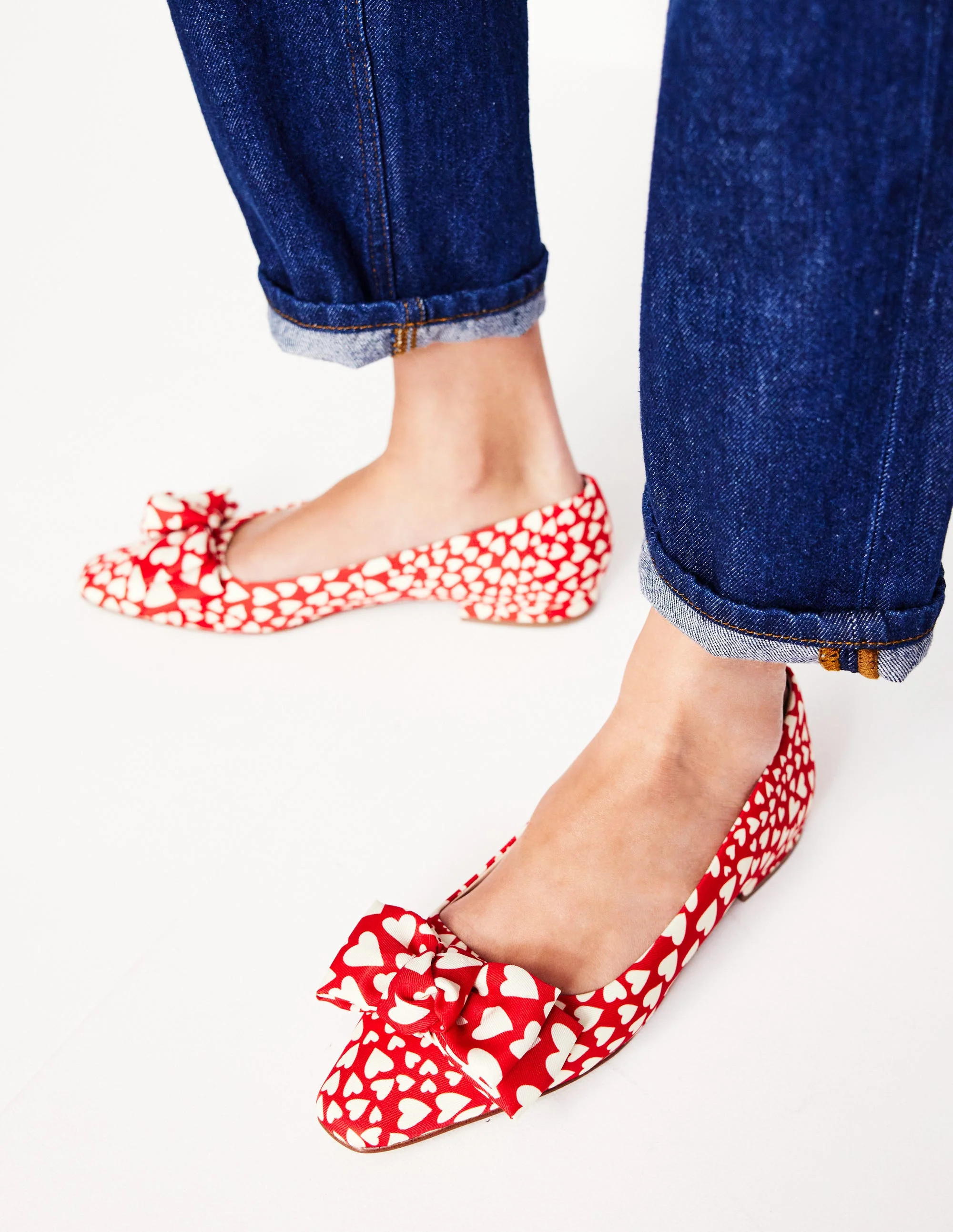 Chisel Toe Ballet Flat-Poppy Red, Heart Cluster | Boden (US)