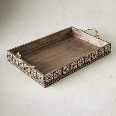 Schyler Carved Wood Tray | Frontgate | Frontgate