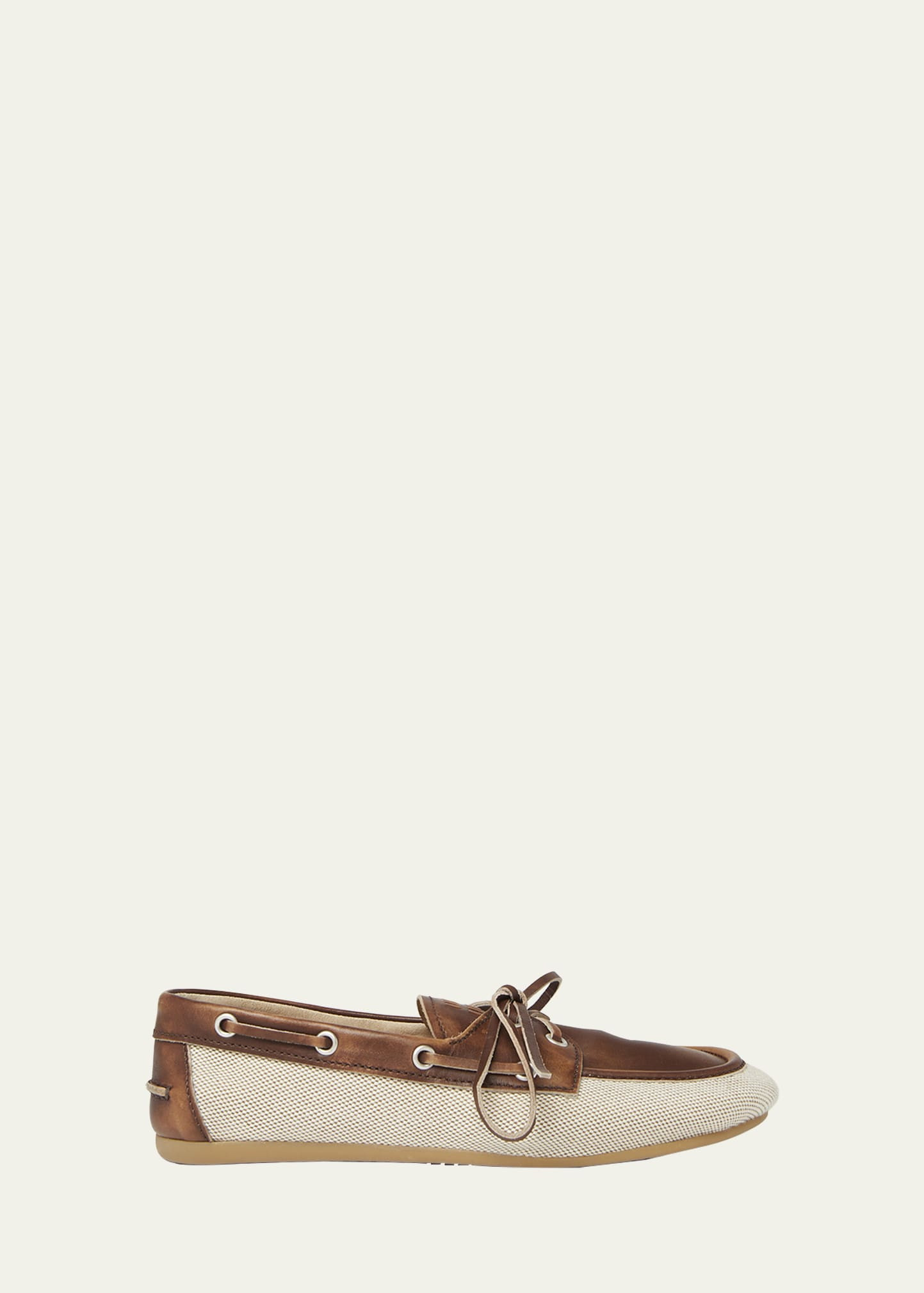 Miu Miu Bow Canvas Leather Boat Shoes | Bergdorf Goodman