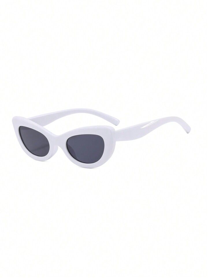 1pc Women'S Cat Eye Sunglasses, White Plastic Frame, Trendy, Fashionable, Versatile, Suitable For... | SHEIN