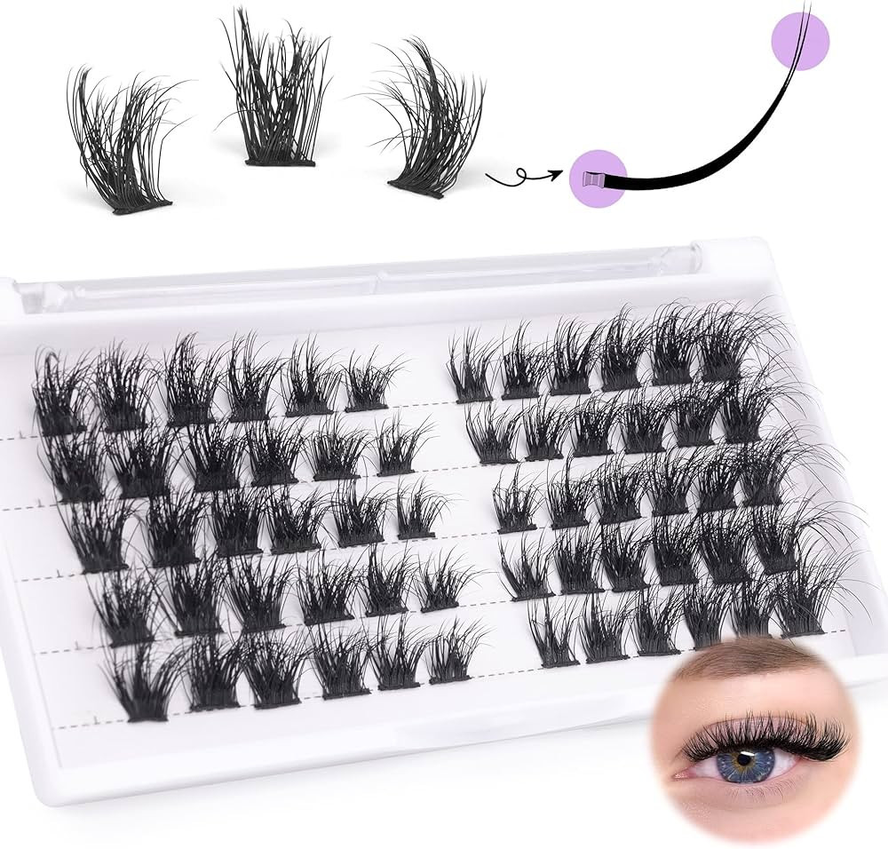 ALICE Lash Clusters DIY Natural Wispy Flat False Eyelashes Fluffy Volume Cat Eye Lashes Mink Look... | Amazon (US)
