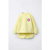 Zara - Sweatshirt And Bermuda Set With Rubberized Patch - Black / Yellow - 3 Years (38,6 Inches) - Kids | Zara US
