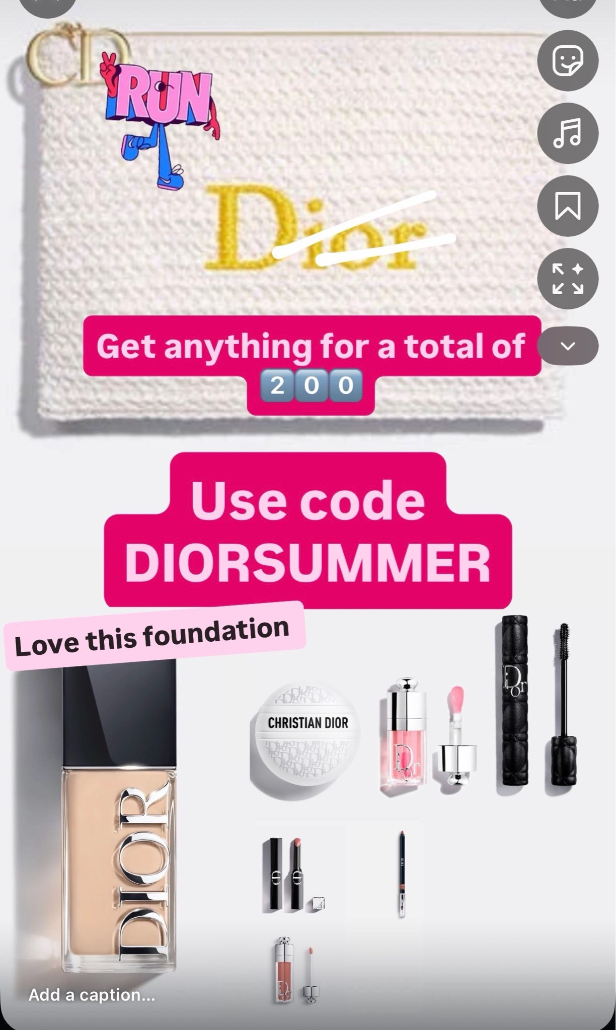 Get anything for a total of 200
Use code
DIORSUMMER 
AND GWT THIS POUCH FOR FREE

#LTKSaleAlert #LTKSeasonal #LTKBeauty