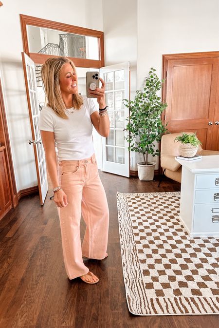 Wearing medium in this white tee. Pink pants fit true to size! 

Spring outfit, casual outfit, Easter outfit. Follow @sarah.joy for more affordable outfit ideas! 

#LTKsalealert #LTKfindsunder50 #LTKSeasonal