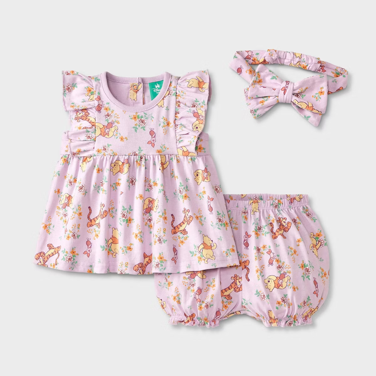 Baby Girls' 3pc Disney Winnie The Pooh Top & Bloomer Short Set with Headband - Purple | Target