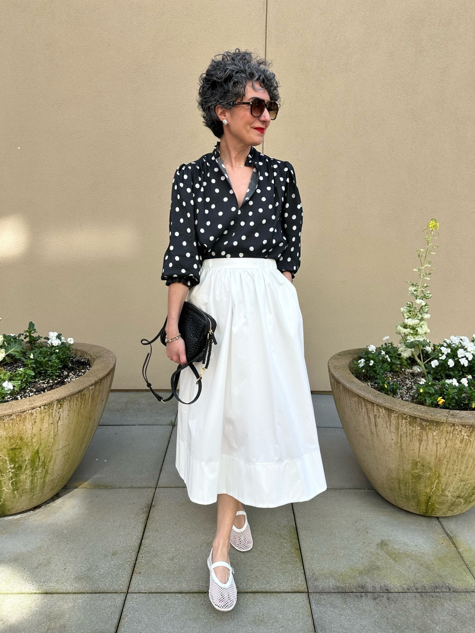 I found a similar style blouse I wanted to link and also my shoes!

#LTKootd